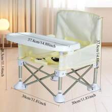 1pc Baby Multifunctional Foldable Lightweight Small Dining Chair, Baby Outdoor Portable Foldable Camping Beach Dining Chair For Picnicking, Beach Photography - Grey - View 3