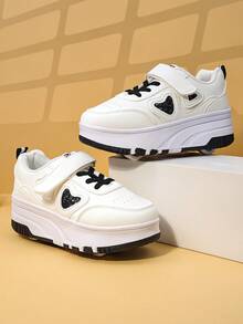 Zapatos de patines con 4 ruedas para niños, zapatos de patinaje sobre ruedas desmontables, zapatos deportivos para exteriores con , zapatillas casuales para niños y niñas - Negro - Ver 2
