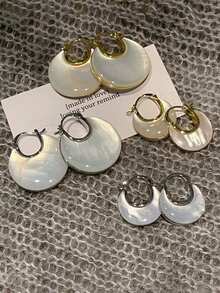 2 件几何滴油简约别致铜多色耳环，适合女士，适合宴会、聚会、约会、搭配日常服装 - B11552 - 查看 11