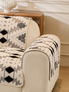 1 件厚毛绒沙发垫套，现代简约防滑保暖沙发座垫，防尘可洗沙发套，黑色简约柔软不褪色不脱落卧室装饰宠物友好保护套，可调节适用于转角沙发、卧室、办公室、客厅组合家具、1/2/3/4 座沙发 - 黑色 - 查看 8