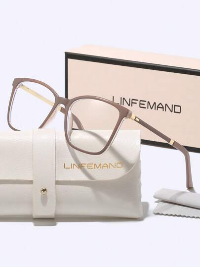  LINFEMAND Classic Ultra-Light Square Decorative Fashion Non-Prescription Glasses, Gentle And Elegant Style, Versatile Accessory Eyewear, Holiday Gift