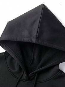 Men's Casual Minimalist Slogan Print Thermal Lined Hoodie Sweatshirt, Autumn/Winter