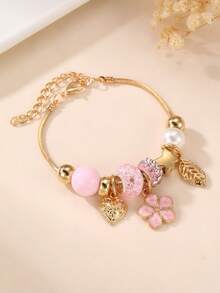 1pc/3pcs Girls' Shell, Pentagram, Flower, Starfish, Cherry Bracelet - Multicolor - View 3