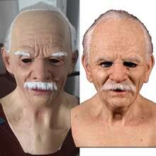 Realistic Bald Old Man Mask, Funny Costume Mask, Adult Latex Mask, Cosplay Party Masquerade Prop - Apricot - View 3