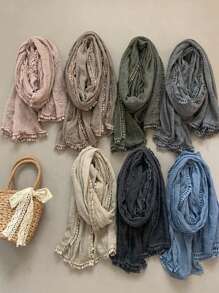 1 Men's Business Scarf, Solid Lace Patchwork Neckerchief | Unisex Lightweight Long Scarf | Retro Art Style Shawl | Desert And Everyday Sun Protection Shawl | Versatile Scarf And Headscarf