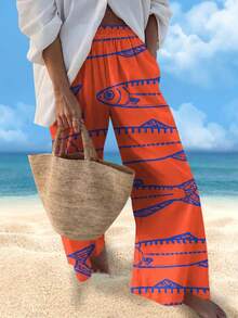 时尚休闲度假风格优雅女士百搭修身户外、家居、旅行、工作裤，秋冬 - 橘色 - 查看 4