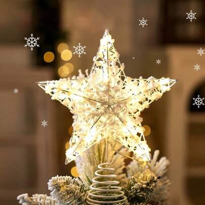 1pc, 20x25cm Christmas Tree Topper Star Hanging Decor, Lighted Christmas Tree Topper Star Decoration, For Christmas Tree Decor, Home Decor, Suitable For Christmas Tree Decor, Room Decor, Bedroom Decor, New Year Decor, Christmas Decorations, Outdoor Decor, Holiday Party Decor, Christmas Party Supplies, Event Party Favors, Happy New Year, Gift For Friends And Family Winter Christmas Decorations Home Christmas Gifts Christmas Decor