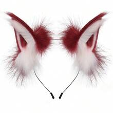 Halloween Fox Ears Headband Fake Fur Fox Costume Hair Accessories For Cosplay  Party - Rượu vang đỏ và trắng - Xem 6