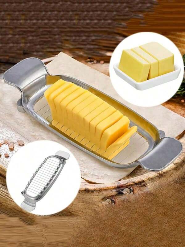 Cortador de queso de línea de aluminio, cortador de mantequilla y queso multifuncional, rebanador de huevo y foie gras