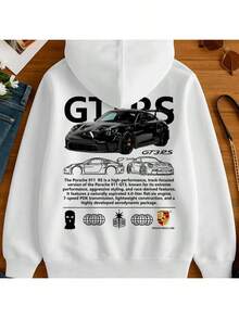 GT3 RS Cars Cold Weather Sweatshirt  Streetwear Casual Tracksuit Hooded Jacket - 白色 - 查看 3