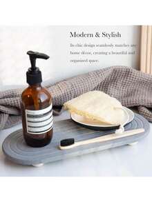 30.48 X 10.16 Cm Silicone Dish Drying Rack, Striped Design Absorbent Bathroom Vanity Countertop Holder, Quick Dry Toothbrush Stand - Multicolor - View 7