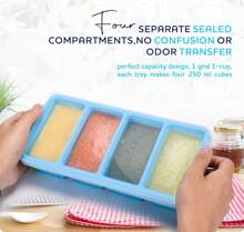 Silicone Freezer Trays With Lid,1-Cup Soup Freezer Container Large Ice Cube Molds With Reinforced Steel Ring Top For Freezing Soup Sauce Broth Leftovers Oven Dishwasher -Safe(2-Pack),9830792