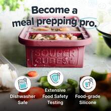 1 Cup Silicone Freezer Tray With Lids, Perfect For Storing Broth, Leftovers, Rice, Sauce And More, Silicone Soup Freezer Molds For Meal Prepping - Cranberry - 2-Pack,9830915 - 淺藍色 - 查看 5