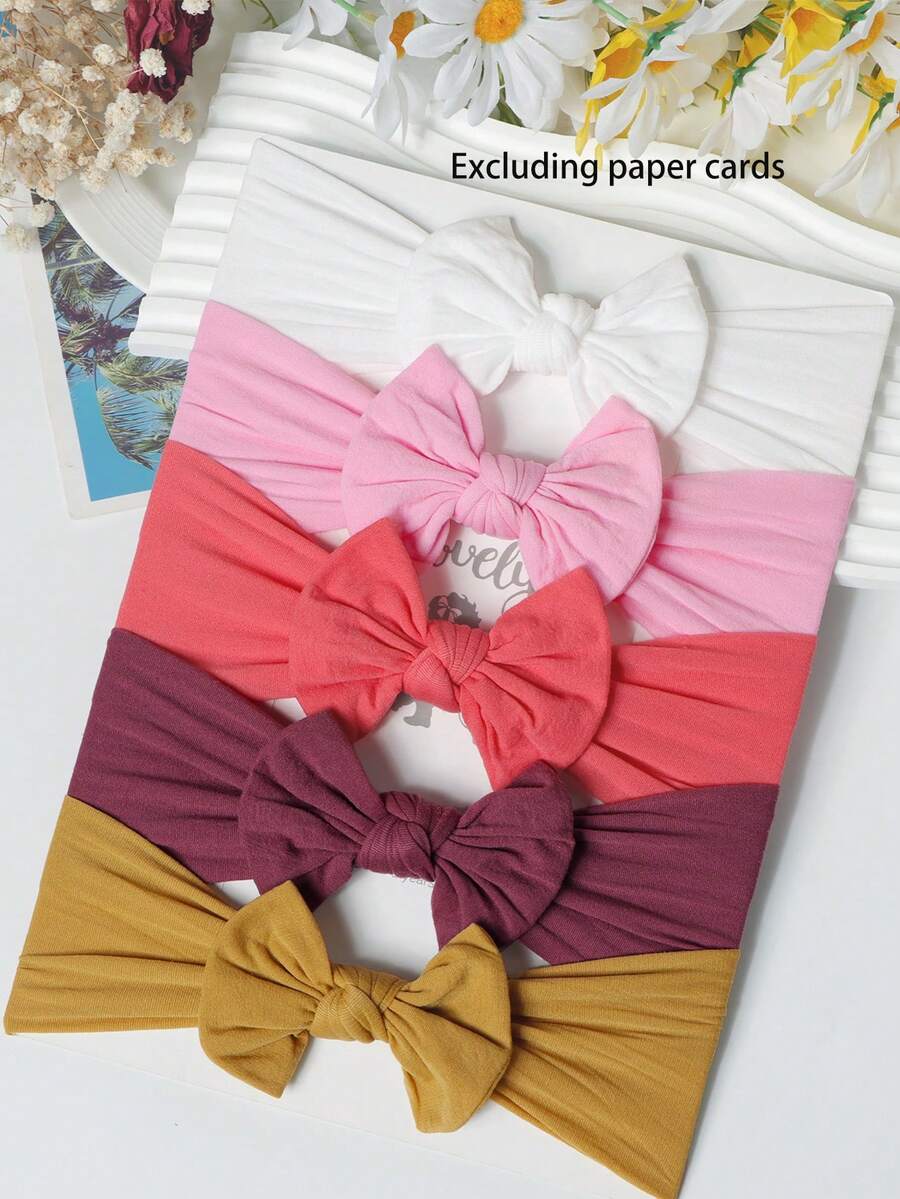 5pcs Nylon Bow Baby Headbands, Soft & Comfortable - Multicolor - View 1