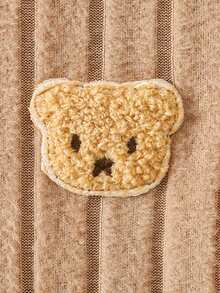 Spring & Autumn Baby Boy Casual Round Neck Bear Graphic Long Sleeve Top And Elastic Waist Side Color Block Long Pants Outdoor Suit