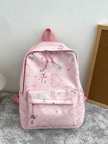 1 Stück süßer Cartoon Kinderrucksack Kindergarten Schüler Schultasche Spielzeug Rucksack vielseitig leicht tragbar mit Reißverschluss verstellbarem Gurt für täglichen Quadratischen Rucksack für Reisen Urlaub Outdoor Einkaufen Geburtstag Schulen, Geschenk für Ihre Tochter Geburtstagsgeschenke, einfarbig Nylon Cartoon Farbe Liebe Graffiti Muster, neues Design, modische lässige Tasche für Schülerin, Beste Freundin, junge Kinder Reisezubehör