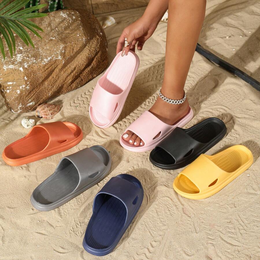 2025 New Fashion Versatile EVA Unisex Couple Slippers (Thin Version), Same As Supermarket Classic Elegant Design, Side Perforated Lightweight Breathable Soft, Suitable For Home, Bathroom, Outdoor, Beach, Casual, Minimalist Ins Style