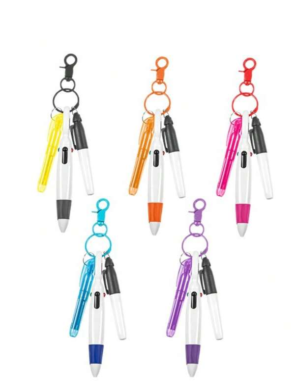 Disney 3pcs/Set Nurse Pen Set With Badge Reel Holder Accessories - Retractable Mini Nursing Ball Pen, Permanent Marker, Highlighter, Foldable Scissors, For Nurses, Coworkers, Work, Student, Office, Hospital,For School Supplies,Back To School