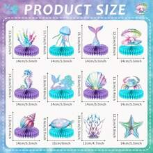 12Pcs Mermaid Party Supplies Mermaid Birthday Honeycomb Centerpieces For Under The Sea Party Decorations Ocean Mermaid Theme Table Honeycomb For Ocean Mermaid Theme Birthday Baby Shower Party Favors-0166 - 如圖 - 查看 2