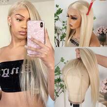 Purple Color Lace Front Wigs Pre Plucked Hairline Long Straight Wigs For Fashion Women Girls Party Daily Wear Glueless Dark Purple Lace Front Synthetic Wigs 13x4 Free Part Heat Resistant Fiber Hair 28 Inch 180% Density - Vàng nhạt - Xem 1