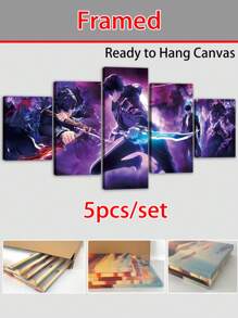 1/5pcs Anime Wall Art With Frame- Anime Solo Leveling Posters Canvas Posters Decorative Room Aesthetic Bedroom Decor Wall Art Office Home Decor Festival Best Gift For Family Friends