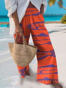 时尚休闲度假风格优雅女士百搭修身户外、家居、旅行、工作裤，秋冬 - 橘色 - 查看 5