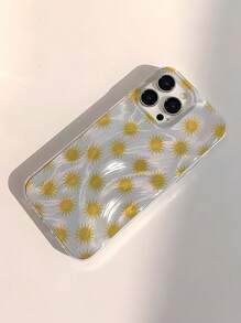 1 pieza Funda protectora de teléfono suave, a prueba de caídas y antideslizante, con patrón personalizado de sol amarillo, compatible con teléfonos Apple