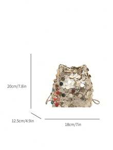 1 pezzo Borsa a tracolla da donna leggera e resistente con glitter, ampia capacità, borsa a secchiello versatile e alla moda adatta per feste, viaggi, serate