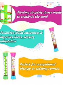 Sensory Tubes Set - Calming Toys For Kids - With Glitter Bottle, Gravity Spinner, Bubble Drop Spiral Tube - Promotes Calmness & Independent Play - Securely Sealed, No Leaks-3 Packs