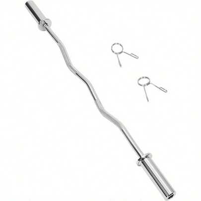 EZ Bar, EZ Curl Bar 4ft, Barbell Bar, Barbell Weight Bar With 2 Spring Clips