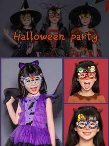 1pc Children's Halloween DIY Cartoon Glasses, Kids Creative Sticker Craft Toy, Preschool Halloween Costume Prop, DIY Craft Kit, Educational Toy