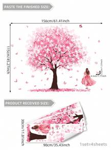 1 套粉色和紫色花卉、仙女和蝴蝶女孩墙贴，适用于客厅、卧室和沙发装饰，自粘式贴纸、墙贴花、乙烯基贴花，用于家居装饰、春季装饰品，让您的家焕然一新，节日装饰贴纸礼物生日毕业 - 彩色 - 查看 22