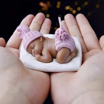 1pc Cute Sleeping Baby Silicone Mold With Rabbit Ears And Knitted Hat - High Quality Reusable Silicone, Suitable For Mother's Day Gift DIY Scented Candles, Handmade Soaps, Resin Crafts, Plaster Decorations - Easy To Clean And Demold, Nursery Decor, Soap Making Supplies | Decorative Crafts | Detailed Craftsmanship