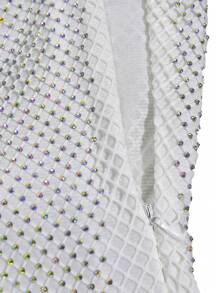 Fashion Sparkling Rhinestone Solid Color Halter Women's Sensual Backless Sleeveless Dress Birthday Party