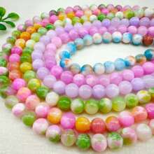 8mm Pink Green Jade Beads, Gemstone Round Loose Beads, Natural Jade Beads, For Making Necklace Earring, DIY Jewelry Accessories