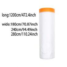 Pre-Taped Masking Film Rolls, Tape And Drape, Painters Plastic Drop Cloth For Automotive Painting Covering, House Decoration Furniture Floor Dustproof Cover