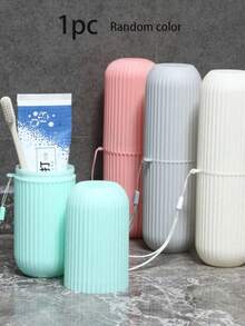 1、2、4个户外旅行牙刷杯，灰色-粉色-蓝色-白色家用旅行漱口杯，牙刷杯，化妆刷收纳盒，旅行洗脸盆杯，旅行牙刷牙膏收纳盒，适用于旅行、露营、商务旅行、浴室
