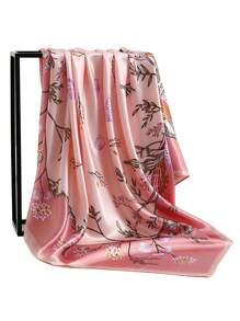 1pc 35.4 Inch Square Scarf, Fashion Printed 90cm Scarf Shawl Neckerchief Luxury Silk Feeling For Women, All Season