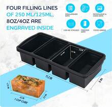 Silicone Freezer Trays With Lid,1-Cup Soup Freezer Container Large Ice Cube Molds With Reinforced Steel Ring Top For Freezing Soup Sauce Broth Leftovers Oven Dishwasher -Safe(2-Pack),9830790 - 黑與白 - 查看 7