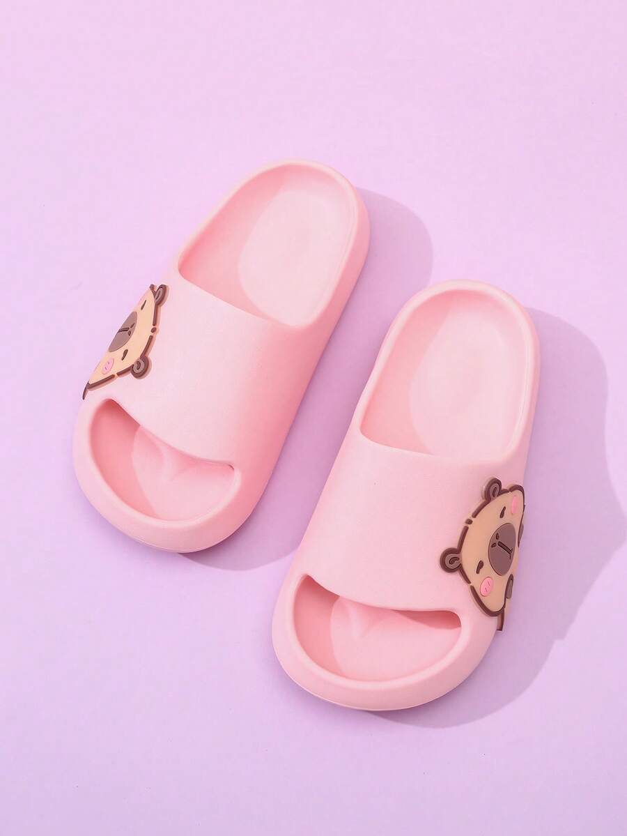 1 par de chanclas de espuma para niños, sandalias casuales de suela suave y antideslizante, ligeras y cómodas para niños pequeños y grandes, de unicolor simple con suela gruesa de EVA