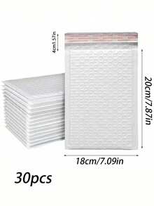 30 件珠光膜气泡邮寄白色自封运输信封，缓冲包装用品，适用于将衣服、服饰和小件物品送回学校