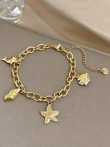 1 件闪亮星星手链不锈钢链，镶方晶锆石，金色和银色生日派对生日节日旅行礼物，适合女性、女友和情侣 - 彩色 - 查看 10