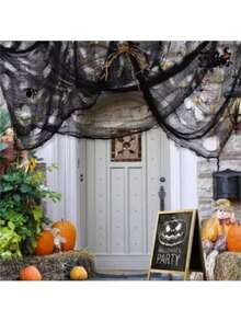 1pc Halloween Gauze Stretch Cobweb Black/ White/Red For Haunted Houses Halloween Party Scene Home Bar Haunted House Decor Horror Prop