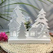 Set de 7 moldes de yeso para decoración de portavelas navideños, moldes de silicona con formas de árbol de Navidad y casa