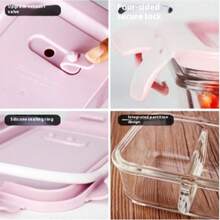 1pc Microwave Friendly Glass Food Container, Thermal Lunch Box. Note: Lid Cannot Be Heated. - Multicolor - View 8
