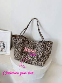 Women's Large Capacity Leopard Print Handbags, Customizable Names, Fashionable Retro Shoulder Bags For Female College Students, New White-Collar Families, Suitable For Office, University, Work, Business, Commuting, Outdoor, Travel, Outings, Cheetah Print Bags For Women, Leopard Print Returns