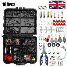 188pcs/Set Sea Fishing Accessories Tackle Box Kit Set Jig-Hooks Swivels Clamp - Variant1 - View 1
