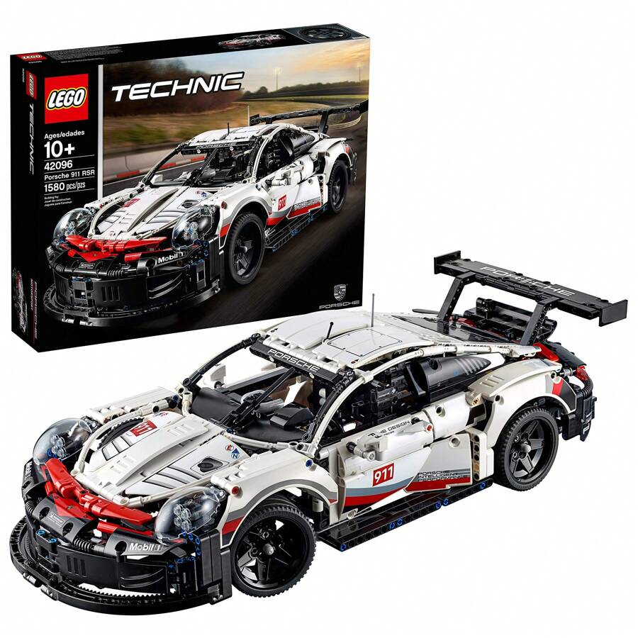 LEGO Technic 保时捷 911 RSR 赛车模型拼装套装 42096，高级复制品，独家收藏套装，适合儿童、男孩和女孩的礼物 - 42096 - 查看 1