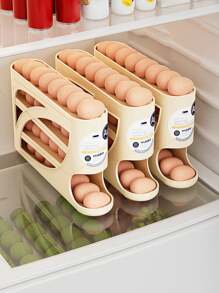 1 件创意四层自动鸡蛋滚动架，大容量厨房鸡蛋储存整理器，带滑轨，多层鸡蛋架，适用于冰箱、厨房、派对、复活节彩蛋收集 - 彩色 - 查看 9