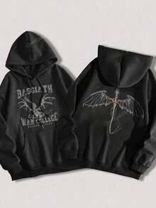 Basgiath War College  Sweatshirt Cold Weather Hoodie Casual Jacket - Black - View 1